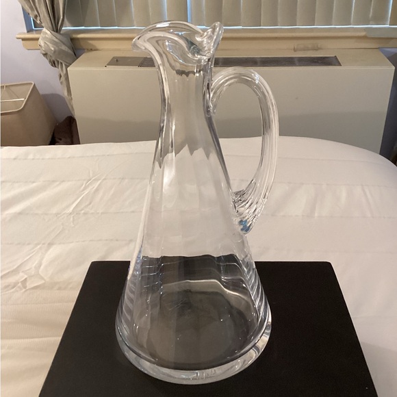 Wilke Art Glass Handblown Decanter/Pitcher - Modern Clear Glass Studio Piece